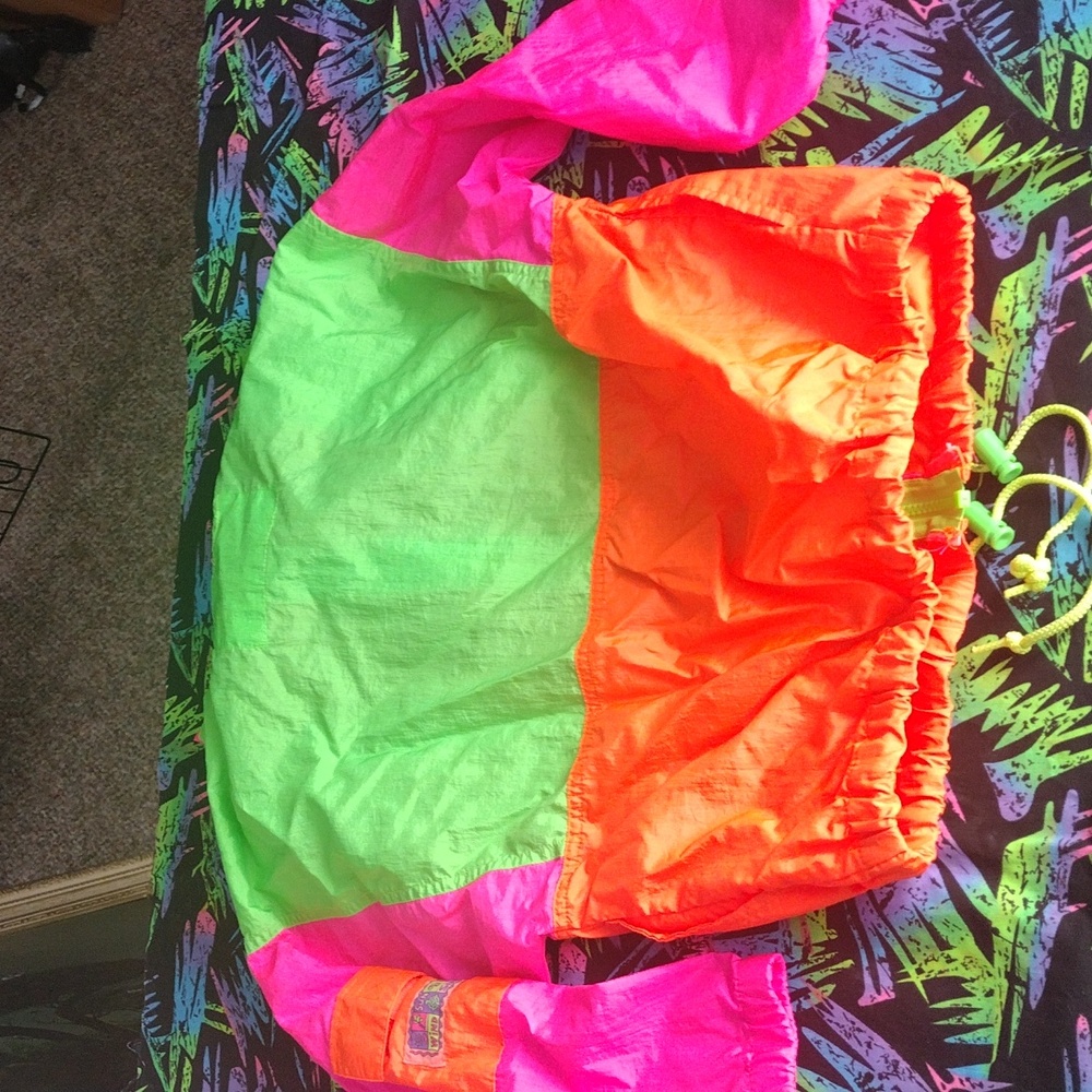 VTG 90s French Toast Neon Color Block Windbreaker - Picture 10 of 11